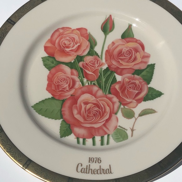 Gorham True Vintage Fine China Porcelain 1976 Cathedral Pink Roses Art Plate - Picture 2 of 16